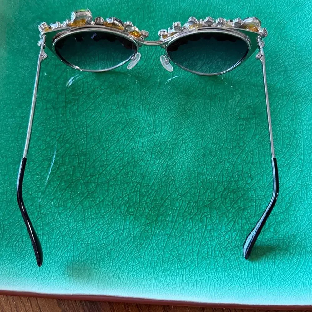 Embellished Green and Silver Festival Sunglasses